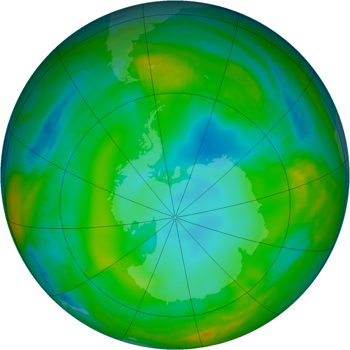Antarctic ozone map for 27 June 1981